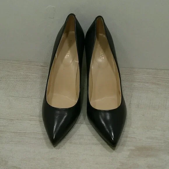NINE WEST Sexy Black Leather Etta Classic Pointed Toe Pumps | Heels Size 10 M - Picture 4 of 12